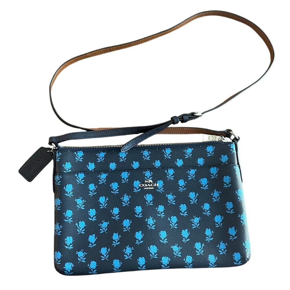 Coach Midnight Blue East West Badlands Floral Crossbody